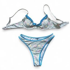 Amazon Blue Floral Bikini Set